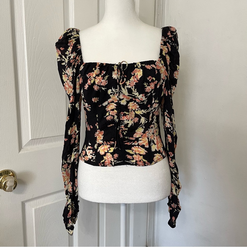 NWOT Free People Hilary Floral Long Sleeve Crop - Picture 10 of 10